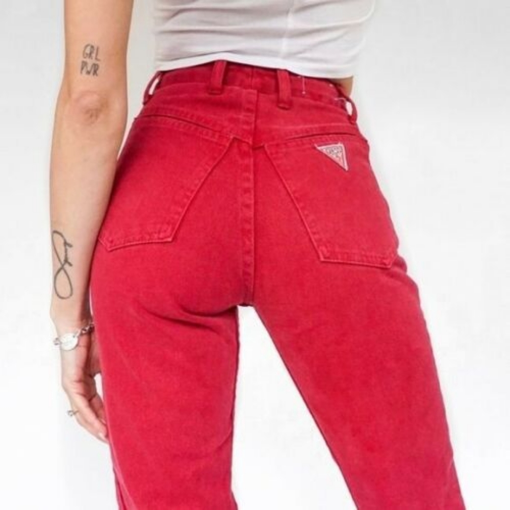 Guess by Georges Marciano Vintage 90's High Waisted Jeans Red Size 30